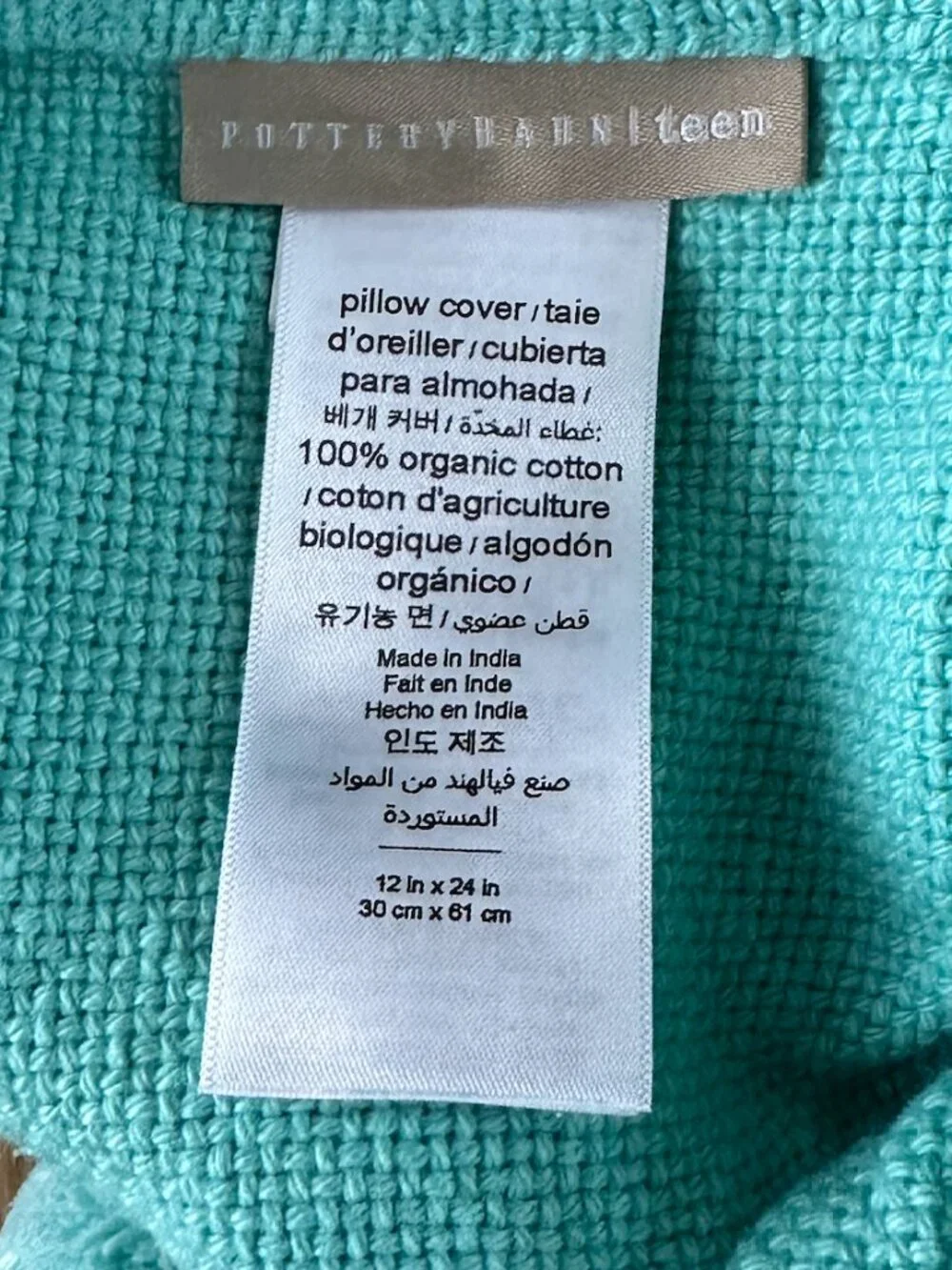 Pottery Barn Teen Pillow 12x24in